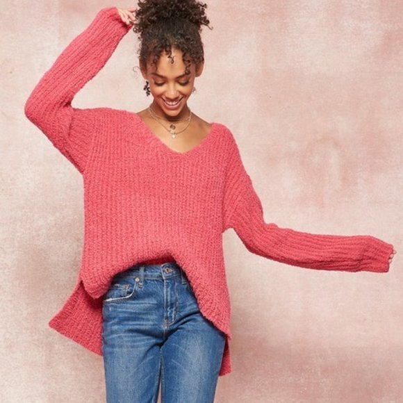 Pink So Soft Cozy V-neck Sweater top - Picture 3 of 9